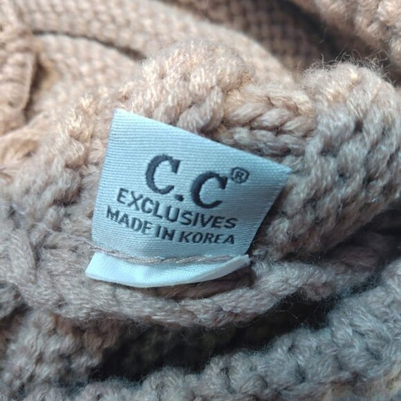 C.C. Exclusive Soft Knit Winter Newsboy Hat Tan/Brown Stretchy Beanie Mod Retro - Picture 6 of 7
